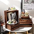 Insight Arts Decorative Dessert Appetizer - 4 Pieces Wood Cupcake Display Stand Wooden Crate with Cake Stand Risers Wooden Crate Decor Rustic Cake Stand Risers- Burn Wood