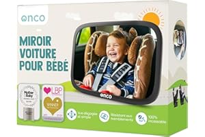 Onco Miroir Voiture Bébé Retroviseur - 100% Incassable, Miroir Bébé Voiture, Double Prix : Meilleure invention de voyage 2023 et Meilleur produit de sécurité 2024, Accessoire Voiture