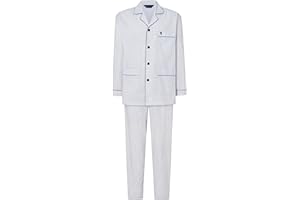 El Búho Nocturno Pijama Hombre Largo Dos Piezas Clásico Popelín Mezcla Camisero Chaqueta Botones - Menos Arrugas Tallas Grandes Hospital