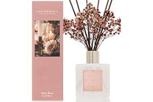 Cocorrína 200ml Difusor de Varillas con Flores secas/Satin Rose/Ambientadores de Hogar, Ambientador Varillas/difusor de Aromas/para Decoración de Baños y Estanterías