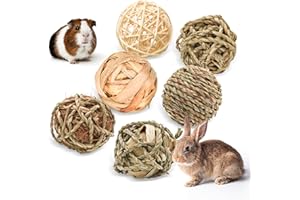 EPISKEY 6 Stück Kaubälle Kleintier Kauspielzeug Naturgrasbälle Kaninchen Spielzeug Hamster Spielzeug Kaninchen Snacks für Kleintiere Hamster Meerschweinchen Chinchillas Rennmäuse (Mittelgroße)