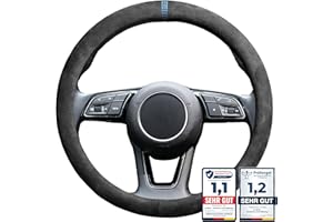 ‎S- TETIC S-TETIC® Premium Lenkradbezug aus Alcantara | Racing Blue Edition | Universalgröße 36-38 cm | Lenkradcover | für Sommer und Winter