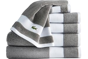 Lacoste Sport Stripe Set med 6 lyxiga bomullshanddukar - tillverkade av 100% mjuk, absorberande och snabbtorkande Supima-bomu