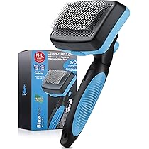 Spazzola Sottopelo Per Cani E Gatti - Doppia Faccia, Denti In Acciaio Inox, Blu - Foto 5