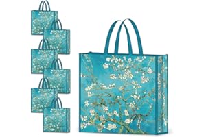NymphFable Paquete de 6 bolsas de comestibles reutilizables con libélulas para jardín, bolsas de compras, impermeables, bolsas de regalo, 50 libras