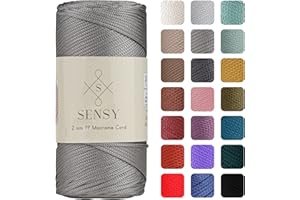 S SENSY Sensy Premium 2 mm 230 Meter Polyester-Seil, 100% Polypropylen-Kordel Makramee-Kordel 2 mm Häkeltasche Kordel Makramee Seil Häkelgarn Geschenk für Strickwaren (grau)
