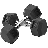 HOMCOM 2x4/5/6/8/10/12.11/33.1/17.5kg Hex Dumbbell Set | Cast Iron, Rubber Coated, Dumbbell Set with Connecting Bars, Home Wo