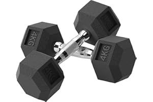 HOMCOM Juego de Mancuernas Hexagonales 4 kg a 10 kg Juego de Pesas con Barras de Conexión Kit de Entrenamiento de Fitness para Gimnasio en Casa