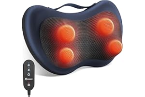 KNQZE Nackenmassagegerät, Shiatsu Massagegerät für Nacken, Schulter, Rücken, Geburtstagsgeschenk für Frauen Männer, Massagekissen mit wärme, 3D Rotierenden Massageköpfen, Fernsteuerung, Verlängerungsgurt