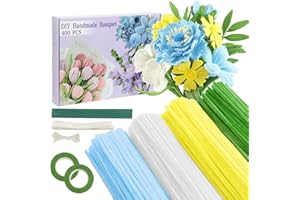 Galerie SV Set di scovolini per bricolage, 400 pezzi di scovolini in 4 colori Mazzo di fiori Scovolini Fiori con nastro regalo, nastro adesivo, stami per regali fai da te e decorazioni