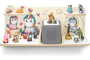 stadtecken wooden shelf for music box I Suitable for the Toniebox and Tonies I Perfect Tonie storage in the children's room I For standing up or hanging up I Rectangular (Pony Buddy, large)