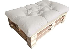 ‎CHILLY PILLEY chilly pilley UV Wasserabweisend Leinenoptik Palettenauflage Schaumflocken Palettenkissen auf Palettensofa Palettenpolster auf Palettenmöbel Rückenlehne Sitzkissen (Sitzkissen 120 x 80 Elfenbein)
