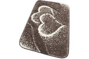 EMMEVI Tappeto Bagno Cuori Morbido Shaggy Antiscivolo Camera Letto Doccia mod.IBSCO (B) 60X120 MARRONE