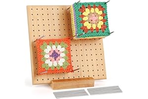 Aeelike - Planche de blocage carrée pour crochet - Planche de blocage en bois fabriquée à la main avec épingles en métal pour projets de crochet et de tricot, planche de blocage de tricot - 20,1 cm