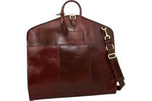 HOUSE OF LUGGAGE Real Dark Brown Leather Slim Suit Carrier Dress Garment Soft Luxury Travel Bag HLG644