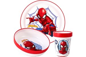 ZAWADI GLOBAL Spiderman 3pcs Reusable Bicolor Premium Kids Dinner Tableware Set Plate, Bowl & Tumbler, BPA Free