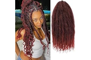 Kachanaa 18 Inch Marley Twist Hair for Braiding 8 Packs Ombre Copper Marley Braids Pre Fluffed Afro Kinky Curly Markey Braiding Hair Extensions for Jumbo Twist /T350#