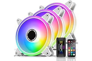 EZDIY-FAB White Moonlight 120mm RGB Case Fan with Fan Hub X and Remote,Motherboard Aura SYNC,Speed Control,Addressable Fan for PC Case-3 Pack