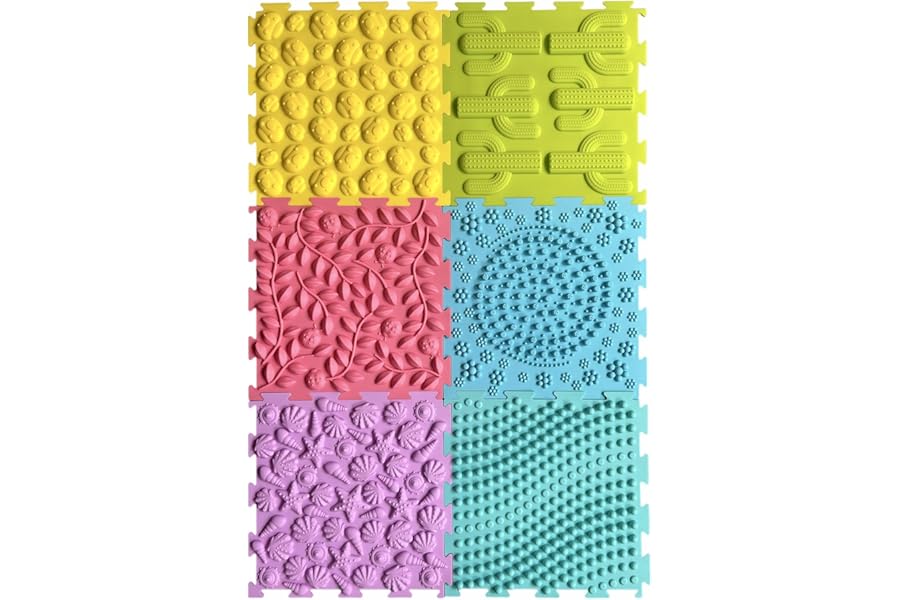 HB.YE Massage Puzzle Floor Mats Orthopedic Game Mat Multicolor Silicone Training Mat Textured Sensory Play Mat Tiles for Kids and Adult,Autistic Children (Candy Color)