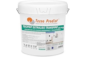 Tecno Prodist - TECPINT EXTRALISO TRANSPIRE (22 Kg) Pintura ecológica, transpirable, impermeable exterior e interior al agua, acabado extraliso, Fácil Aplicación - Sin olor (BLANCO)