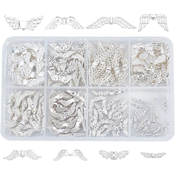 100pcs Alloy Wing Beads For Jewelry Making - Gold & Silver Butterfly Fairy Beads, 22x9x3mm (1mm Hole)