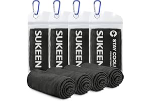 Sukeen Confezione da 4 asciugamani rinfrescanti (101,6 x 30,5 cm), asciugamano per ghiaccio, morbido e traspirante, asciugamano in microfibra per yoga, sport, corsa, palestra, allenamento, campeggio