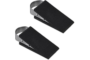 Relaxdays, czarny klin do drzwi zestaw 2 szt., guma, stal szlachetna, antypoślizgowe kliny, stoper do drzwi podłogi, wys. x szer. x gł.: 3 x 5 x 12 cm, srebrny