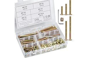 NERISSA 110 Pcs Furniture Bolts Nuts Bed Screws Kit M6 Hex Socket Head Cap Screws Nuts Barrel Bolt Nuts Hardware Replacement Kit with Wrench for Baby Crib Headboards Chairs Furniture