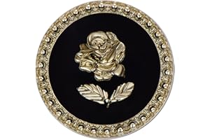 ftiemlovde 16 Eleganti Bottoni Oro Dorati per Giacca Donna Metallo,Bottoni Grandi per Cappotto Uomo Da Cucire, Bottoni Decorativi Vintage Fiori Neri Eleganti Camicia Stringi Pantaloni(A16 23mm 25mm)