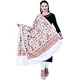 SWI WITH LABEL Women's Kashmiri Wool Blended Shawl Embroidered by Kashmiri Artisans, (Large Size - 40 x 80 Inches)