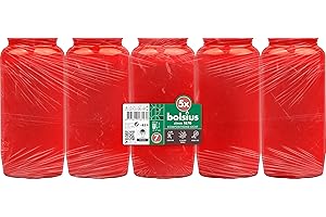 ‎BOLSIUS Bolsius Grablicht - Kompositionslicht - Rot - 5 Stk. - Länge Brenndauer 85 Stunden - Trauerkerze & Gedenkstätte Kerzen - Sauberes Abbrennen - Ohne Palmöl