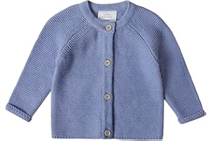 Stellou & friends Cardigan-Strickjacke für Mädchen und Jungen mit Knöpfen in Holz-Optik | Hochwertige Baby-Kleidung aus 100% Baumwolle - IV V