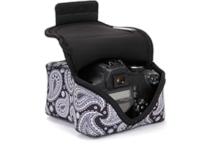 USA GEAR Custodia Per Fotocamera Digitale DSLR/Custodia Per Fotocamera SLR con Protezione In Neoprene, Cinghia Per Cintura e Accessori - Compatibile con Nikon D3400/Pentax K-70 e altro - Paisley Nero