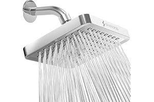 SparkPod Fixed Shower Head - High Pressure Rain - Luxury Modern Look - Easy No-Tool Installation - Perfect Adjustable Replacement for Your Bathroom Shower Heads (15 cm Square, Luxury Polished Chrome)