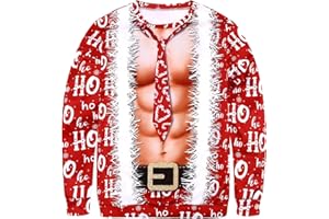 COSAVOROCK Pull de Noël Homme Manches Longues Nouveauté Sweatshirt Imprimé en 3D