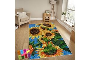 YOSETOMHLVEY Knüpfteppich Zum Selber Knüpfen-Sets Groß Latch Hook Rug, Handarbeit Selbst Knüpfen Set, Vorgedrucktes Muster Leinwand Teppich Stickerei Handwerk Für Erwachsene Handarbeiten Diy Teppich 61 x 87 cm