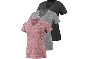 Star Vibe 3 Pack Women's Short Sleeve Dry Fit T-Shirts Moisture Wicking Athletic V-Neck Gym Tee Exercise Yoga Tops