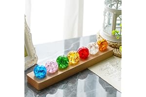 ZEERSHEE Sfera di cristallo Chakra di 7 colori con base in legno a LED da 40 mm, luce notturna, decorazione per la casa, regali per la mamma