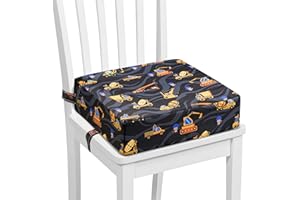 Kleinkind-Sitzerhöhung für Esszimmerstuhl, PU-Waschbare Baby-Sitzerhöhung, rutschfeste Unterseite für Esstisch, tragbares Reise-Sitzerhöhungskissen（schwarz）