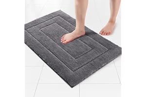 VSUSN Alfombra de Baño Antideslizante, Absorbente y Lavable a Máquina - Alfombrilla Extra Gruesa, Cómoda y Acogedora para Ducha con Color Sólido (Gris Oscuro,40 x 60 cm)