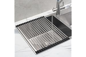 lttorjf Scolapiatti da Appoggio per Pieghevole, Scolapiatti Grigio a Rimovibile da Cucina in Acciaio inox, Scolapiatti Lavandino Cucina per Essiccare Frutta, Verdura, Piatti e Tazze - Nero