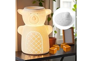 Eodysoi Electric Wax Melt Burners White Ceramic Wax Burners Electric Cute Oil Burners for Wax Melts Night Light Aroma Larmp Wax Burner for Home Office Fragrance Decor Gift - (2 Light Bulbs)
