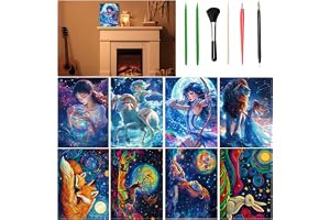 VLYX Scratch Art för Vuxna och Barn - 8-delat Ljusande Regnbågsskrapset med Verktyg, Kreativa Konstmaterial för Barn och Vuxn