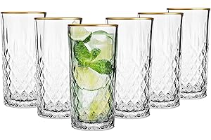 G GLASMARK KROSNO 1992 Glasmark Krosno Lot de 6 verres à cocktail 0,3 l - Passe au lave-vaisselle - Petits verres à jus - Bords dorés - 6 x 300 ml