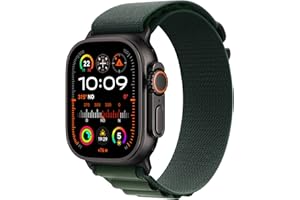 Apple Watch Ultra 2 GPS + Cellular Smartwatch, Reloj Deportivo con Caja de Titanio Negro Resistente de 49 mm y Correa Loop Alpine Verde Oscuro - Talla M. Monitor de entreno y Neutro en Carbono