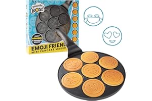 CUCINAPRO Smiley Face Friends Mini-Pfannkuchenpfanne – Machen Sie 7 einzigartige Flapjacks – antihaftbeschichtete Grillplatte für Frühstücksmauber und einfache Reinigung – lustiges Smiley-Gesicht Geschenk für