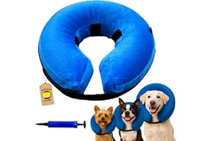 RODARMA® Collar Isabelino Perro Inflable + Inflador | Collarín Perros para no Rascarse Heridas Ajustable, Post operación. (Azul, M)