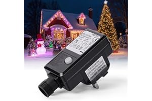 Lamptobe 31V Power Supply Plug Replacement for Christmas Light - 6W Replacement Fairy Light Adapter with 8 Modes, Timer & Memory Function IP20 Controller for Xmas Tree Light, Net Light, String Light