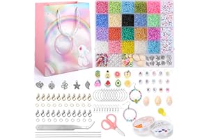 FOREDOO Perline per Braccialetti Collana Set 9250 perline colorate set di perline fai da te, DIY Perle Girocollo, 3mm Mini Beads Lettere, Smile, Frutta, Conchiglie Gioielli Kit per Bambini Adulti,