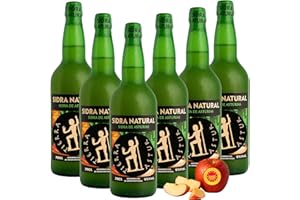 Tierra Astur Sidra Natural Asturiana Denominación de Origen Protegida | Pack 6 Botellas 70 cl de Sidra Asturiana – 100% Manzana de Asturiana, 6% Vol., Escanciado Tradicional